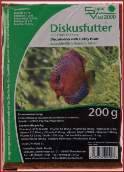 Diskusfutter SV2000 Truthahnherz, 200 g-Tafel